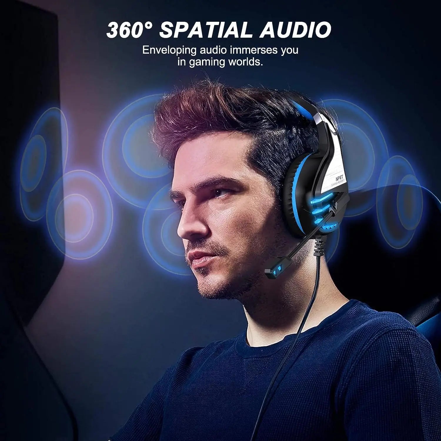 NPET HS10 3.5mm Wired Gaming Headphones With Microphone 120° Adjustable PC Bass Stereo Gamer Headset For PS4 PS5 Xbox Smartphone