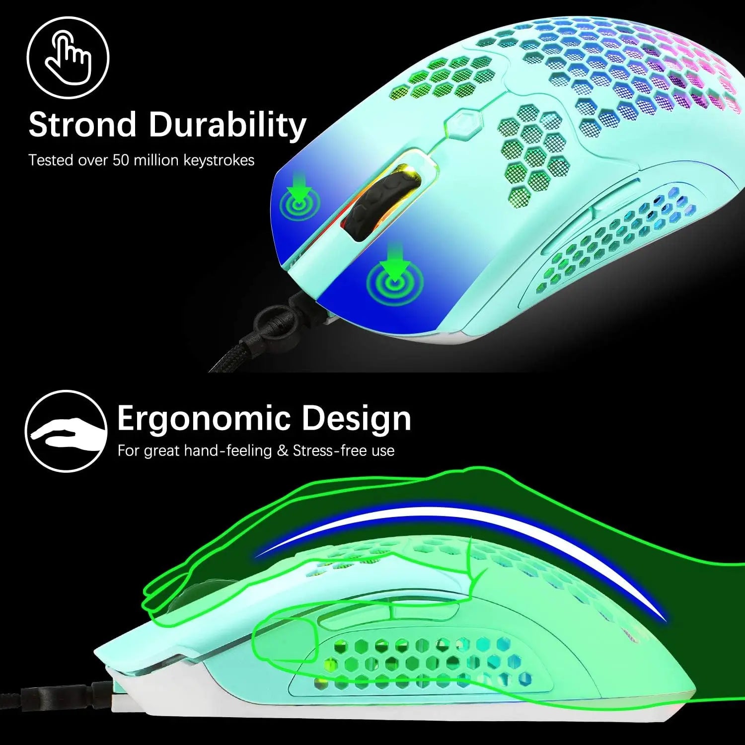 ZIYOU LANG Wired Gaming Keyboard and Mouse Combo,Blue LED Backlit Mechanical Keyboard