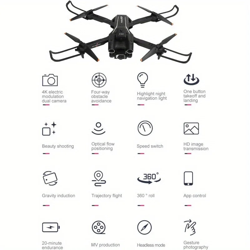 Foldable Camera Drone for Beginners & Adult - Four Direction Obstacle Avoidance, 360° Flips, One-Key Take Off/ Landing, 3D Flips