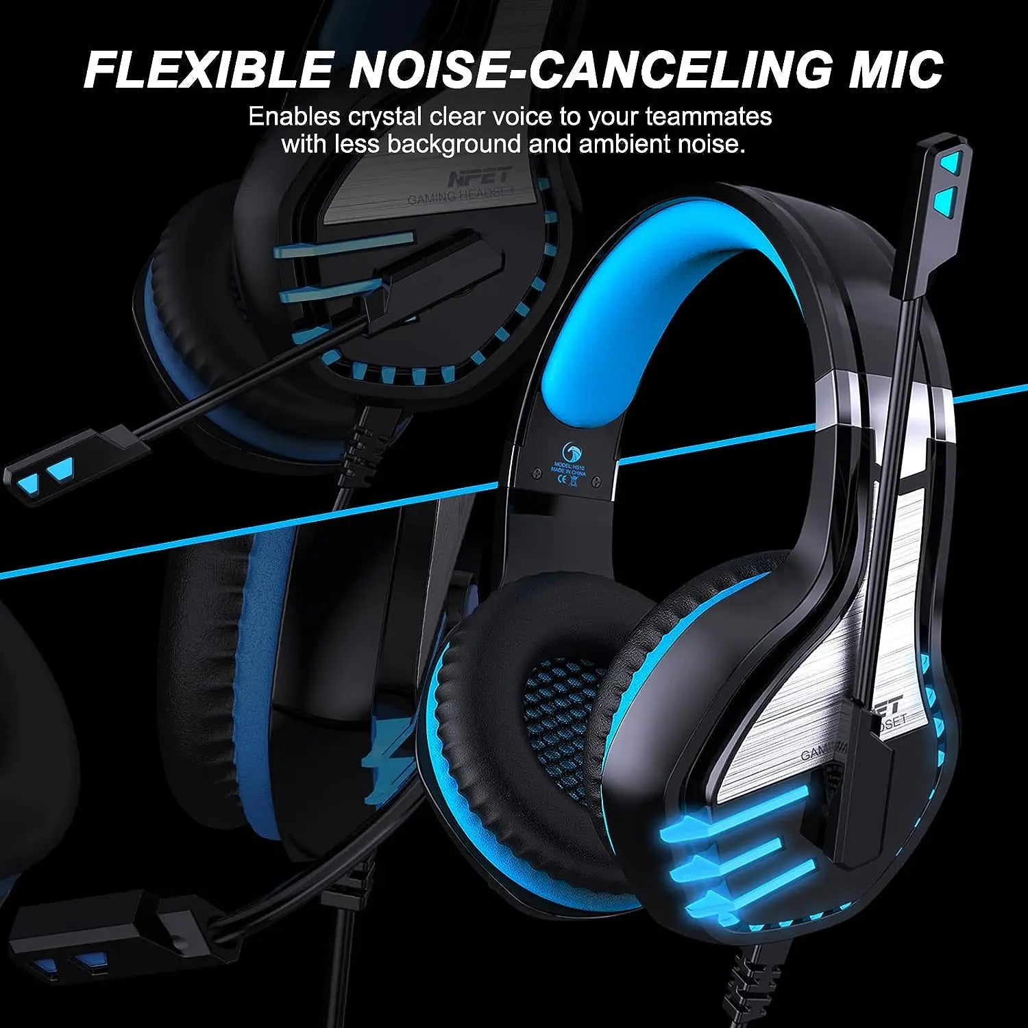 NPET HS10 3.5mm Wired Gaming Headphones With Microphone 120° Adjustable PC Bass Stereo Gamer Headset For PS4 PS5 Xbox Smartphone