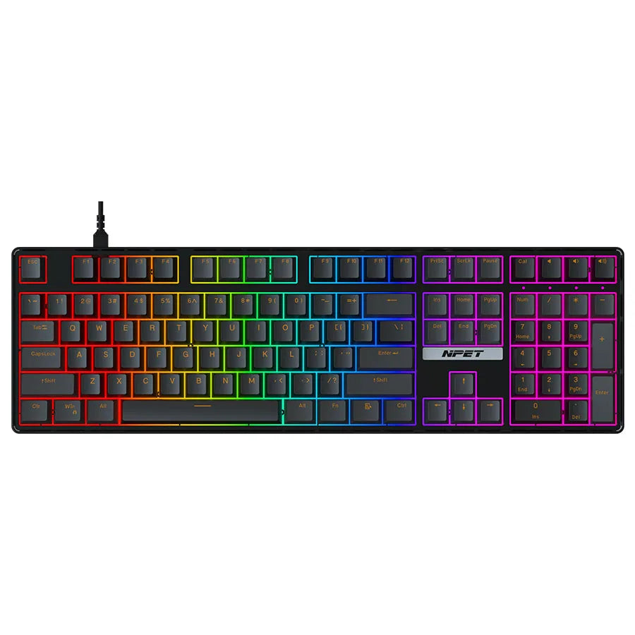 NPET 87 Keys RGB Mechanical Keyboard, Wired 20+ Backlit Modes, Ergonomic Hot Swappable Design, Suitable For Gaming And Office