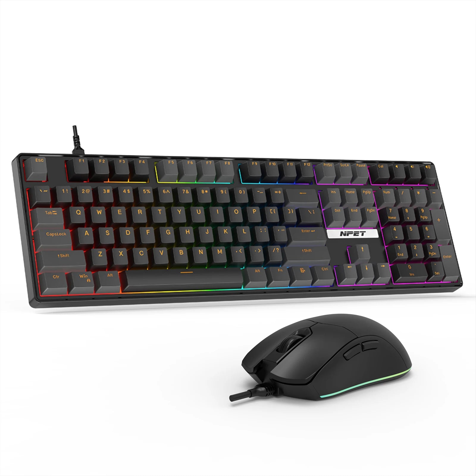 NPET 87 Keys RGB Mechanical Keyboard, Wired 20+ Backlit Modes, Ergonomic Hot Swappable Design, Suitable For Gaming And Office
