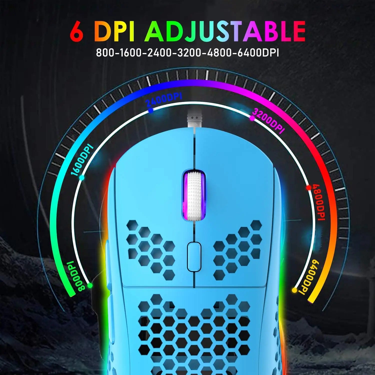 Gaming Keyboard and Mouse Combo,88 Keys Compact Rainbow Backlit Keyboard,RGB Backlit 6400 DPI Lightweight Honeycomb Shell Mouse