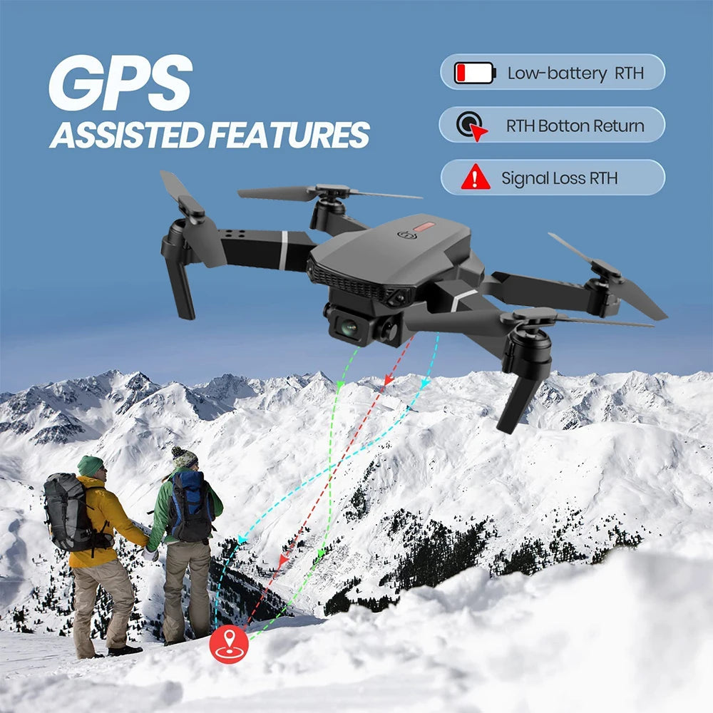 2025 E88 New HD Dual Camera Dron-Ultra Long Life 4K Video Capability, FPV Live Feed, App - Controlled RC Quadcopter for Adults