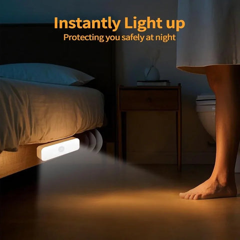 LED Motion Sensor Night Light Magnetic USB Rechargeable for Wardrobe Cabinet Bedroom Bathroom Hallway Closet Smart Lighting