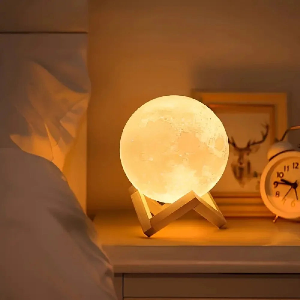 1PC LED 3D Printing Moon Night Lights Warm White Battery Powered Decoration Table Lamp,Atmosphere Lightting For Room Decor&Gifts