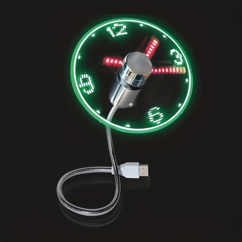 1ps USB Fan Portable with LED Time Display Mini Flexible Cooling Fan Is Very Suitable for Desktop Computers Laptops Tablets
