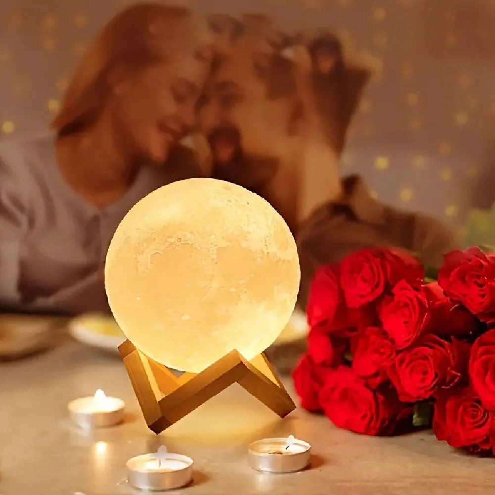1PC LED 3D Printing Moon Night Lights Warm White Battery Powered Decoration Table Lamp,Atmosphere Lightting For Room Decor&Gifts