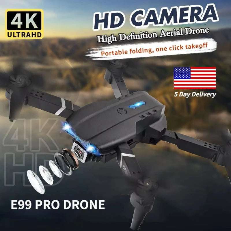 New E99Pro RC Drone 4K Professinal With 1080P Wide Angle HD Camera Foldable Helicopter WIFI FPV Height Hold Gift Toy
