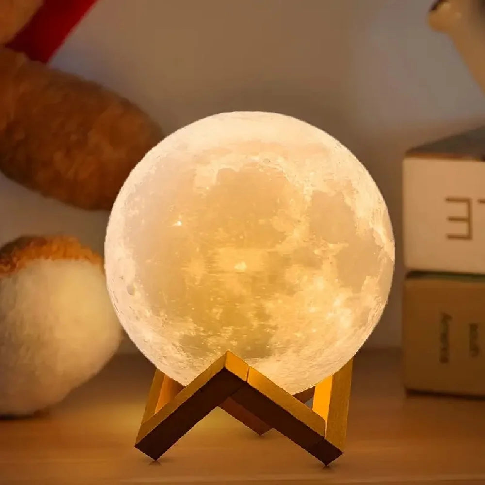 1PC LED 3D Printing Moon Night Lights Warm White Battery Powered Decoration Table Lamp,Atmosphere Lightting For Room Decor&Gifts
