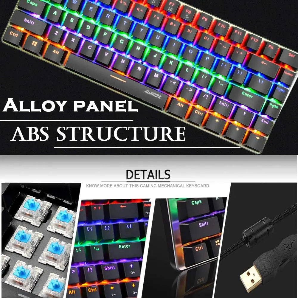MAMBANAKE x ZIYOUANG AK33 Gaming Keyboard,M5 Mouse,Rainbow LED Backlit Mechanical Keyboard