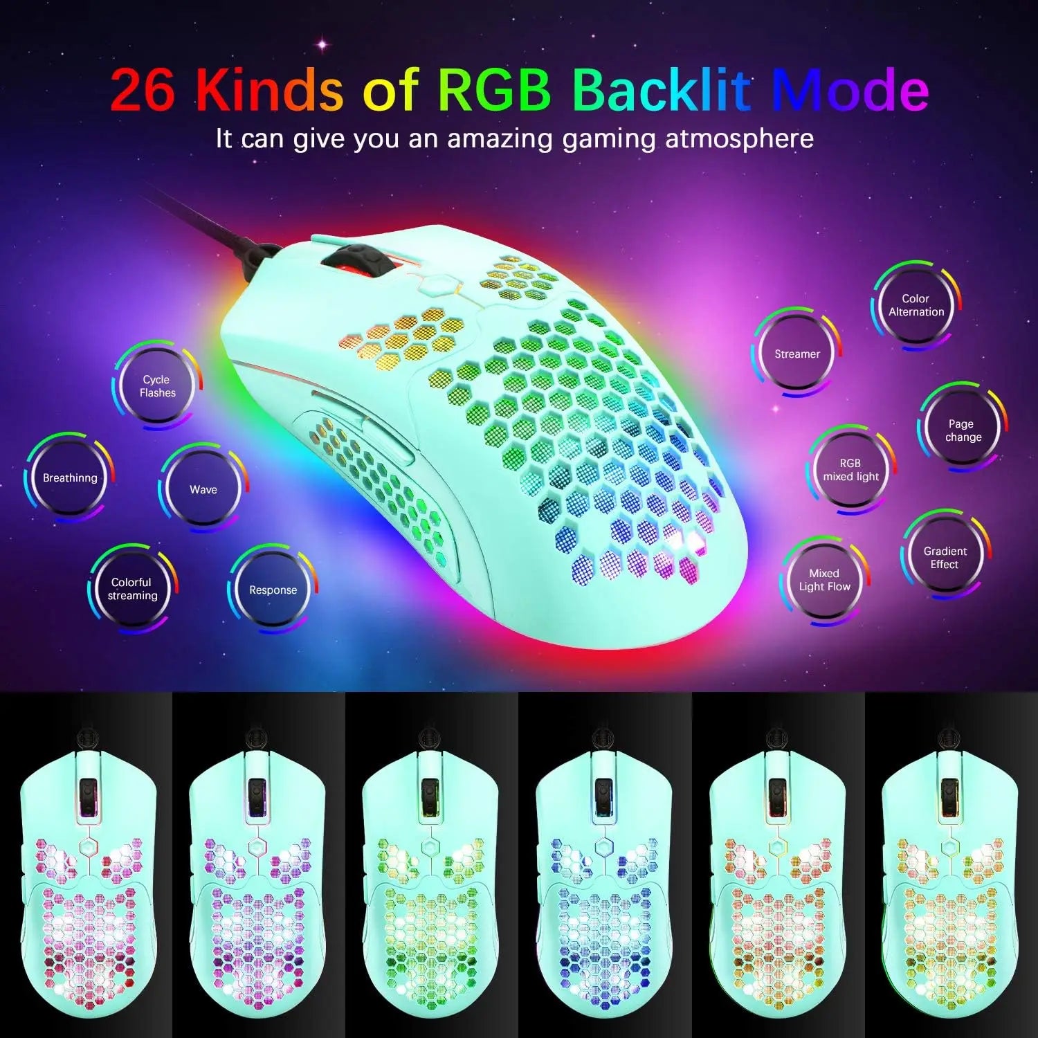 ZIYOU LANG Wired Gaming Keyboard and Mouse Combo,Blue LED Backlit Mechanical Keyboard