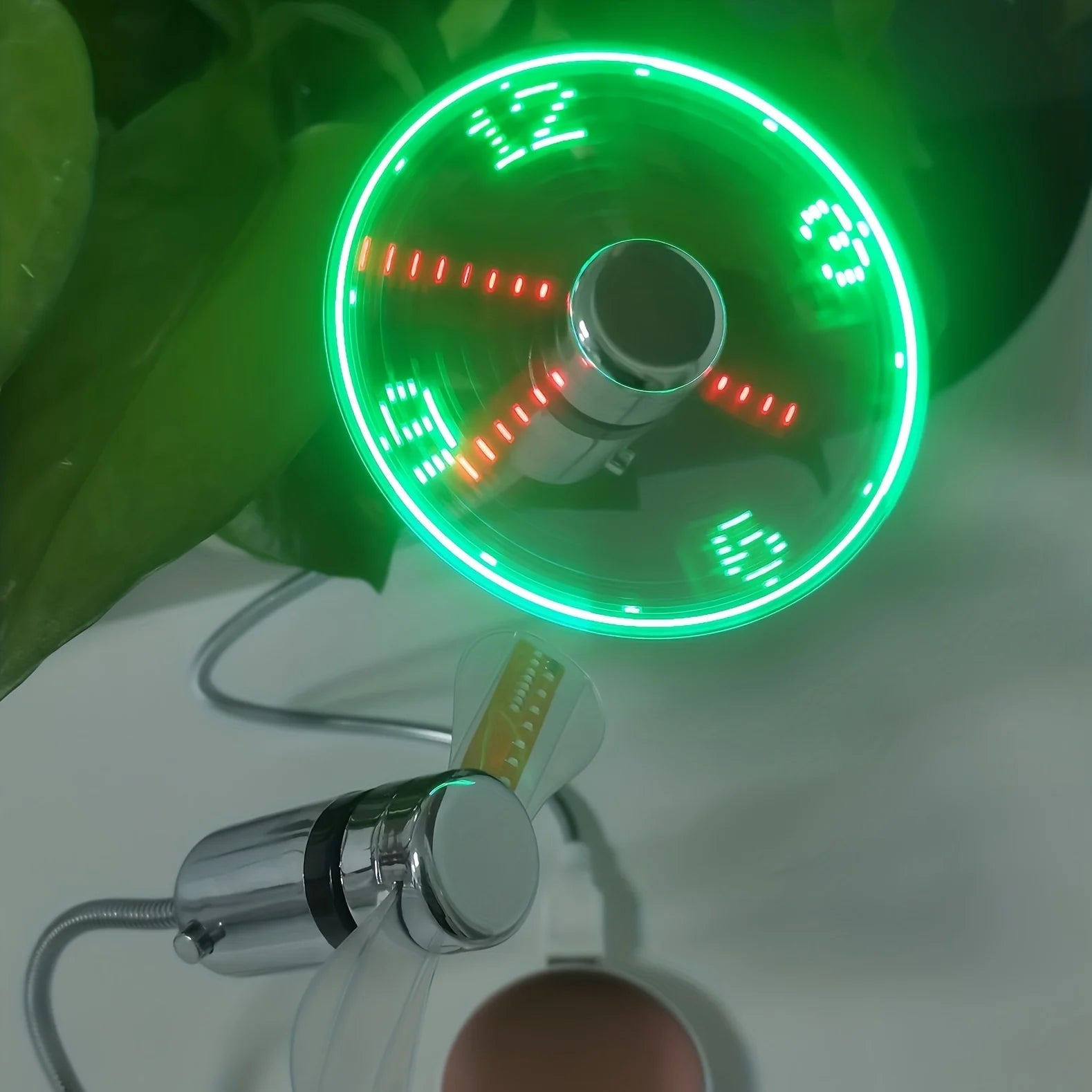1ps USB Fan Portable with LED Time Display Mini Flexible Cooling Fan Is Very Suitable for Desktop Computers Laptops Tablets
