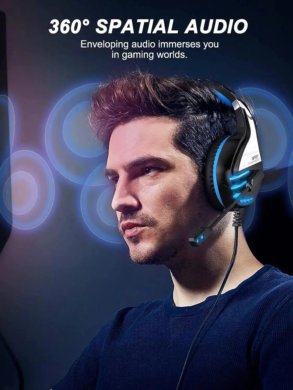 NPET HS10 3.5mm Wired Gaming Headphones With Microphone 120° Adjustable PC Bass Stereo Gamer Headset For PS4 PS5 Xbox Smartphone