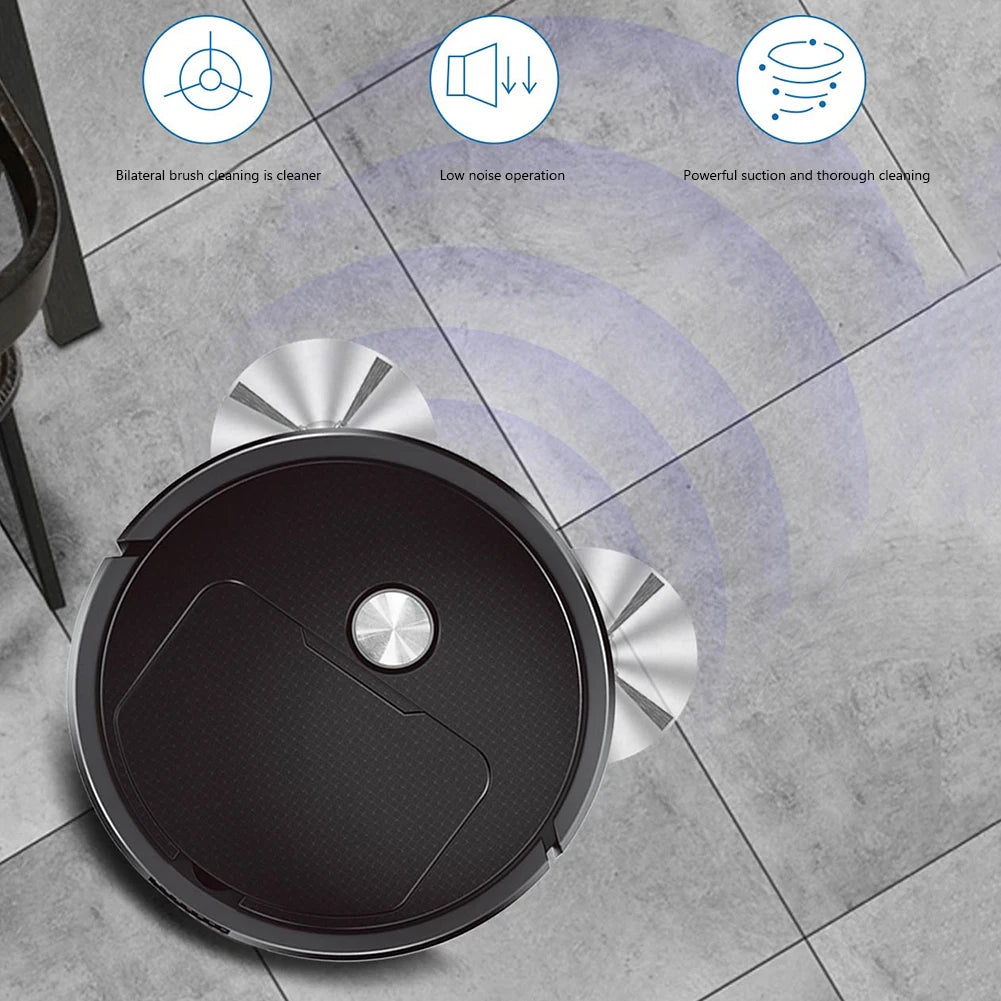 Intelligent Sweeping Robot with Long Battery Life Low Noise Design Compact House Cleaning Machine for Hard Floor and Pet Hair